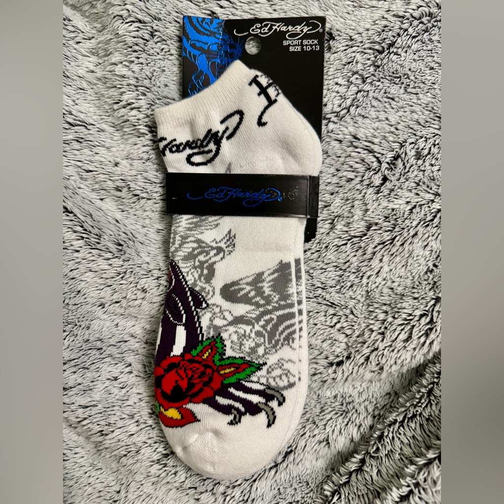 Mens Ed Hardy Sport Socks White Size 1013  Brand New